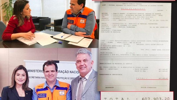 Petecão e Jessica Sales anunciam empenho de R$ 607 mil para ações emergenciais em Marechal Thaumaturgo