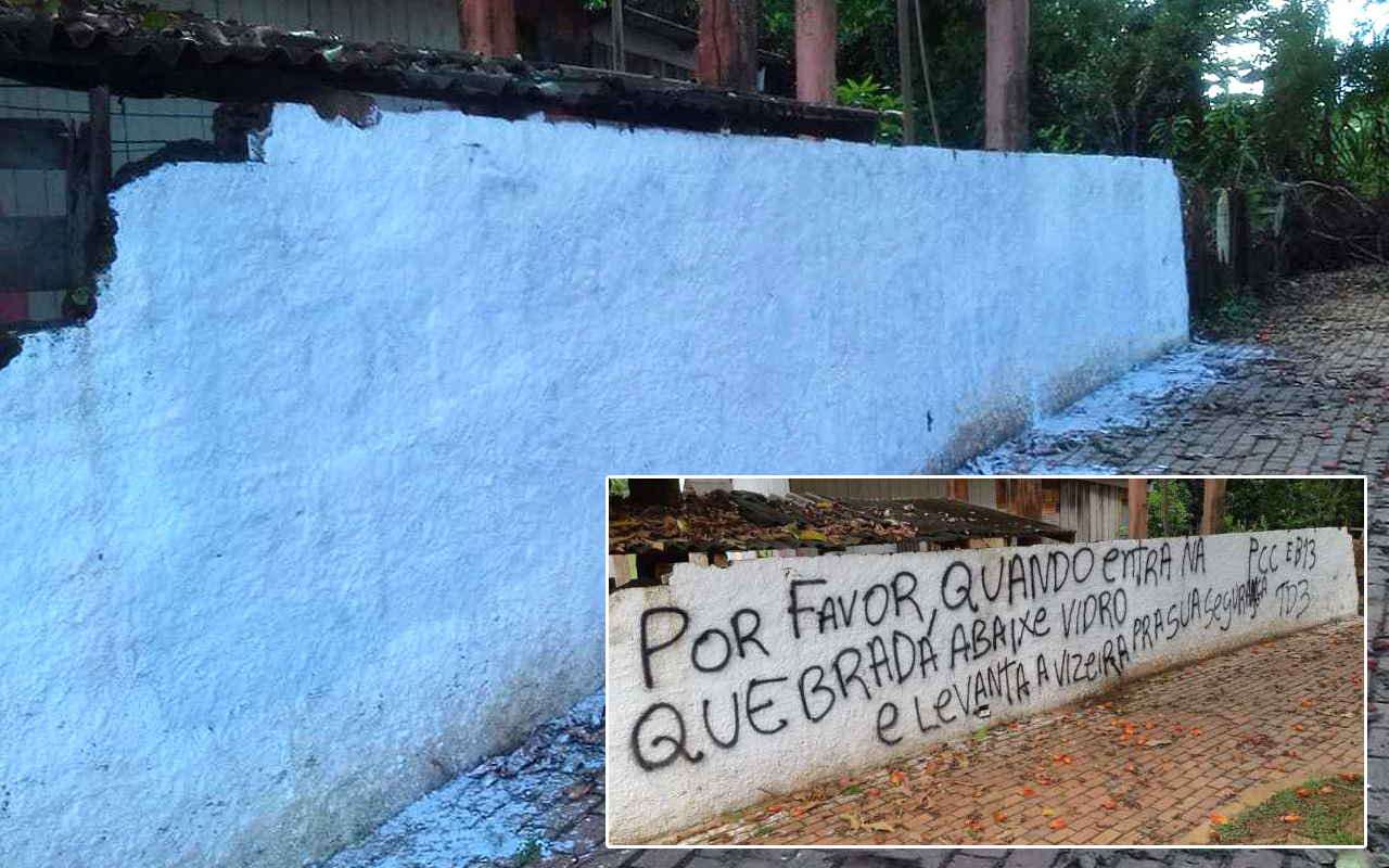 Brasileia manda recado ao crime organizado e apaga frase de facção no Samaúma 