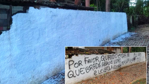 Brasileia manda recado ao crime organizado e apaga frase de facção no Samaúma 