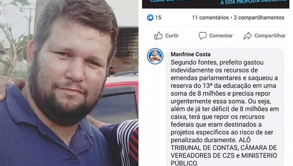 Ex-secretário diz que Ilderlei quer fazer empréstimo para cobrir rombos na prefeitura