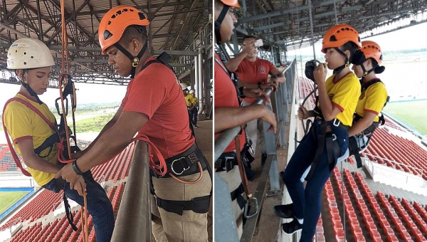 Crianças participam de atividades do Corpo de Bombeiros na Arena Acreana
