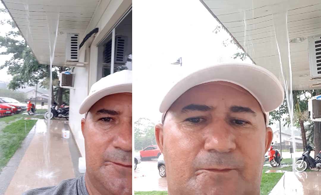 Em vídeo, servidor da Fundhacre mostra água jorrando do forro do setor de Nefrologia durante a chuva: "Cachoeira aqui"