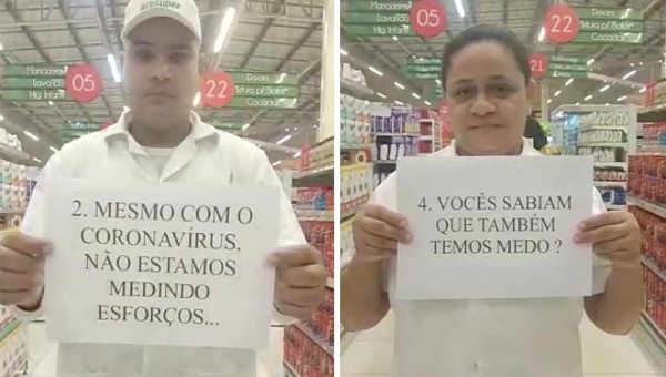 Colaboradores do Araújo fazem campanha de conscientização sobre os riscos do coronavírus