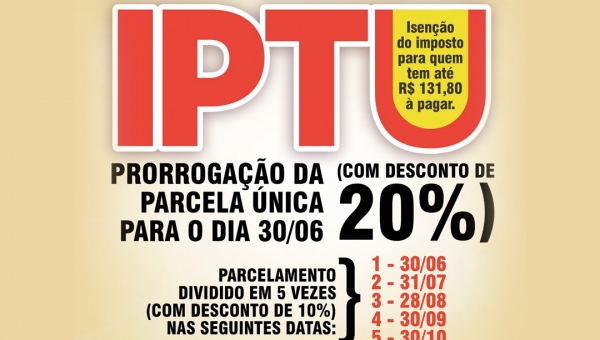 IPTU 2020 poderá ser pago a partir de 30 de junho e Prefeitura continua com serviços remotos