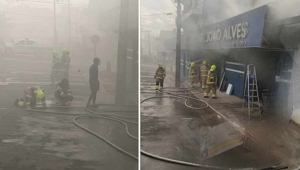 Incêndio destrói parte do Mercantil João Alves em Cruzeiro do Sul