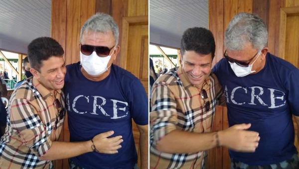 O humorado reencontro entre Petecão e Gladson: "Ore por mim, meu bichin"