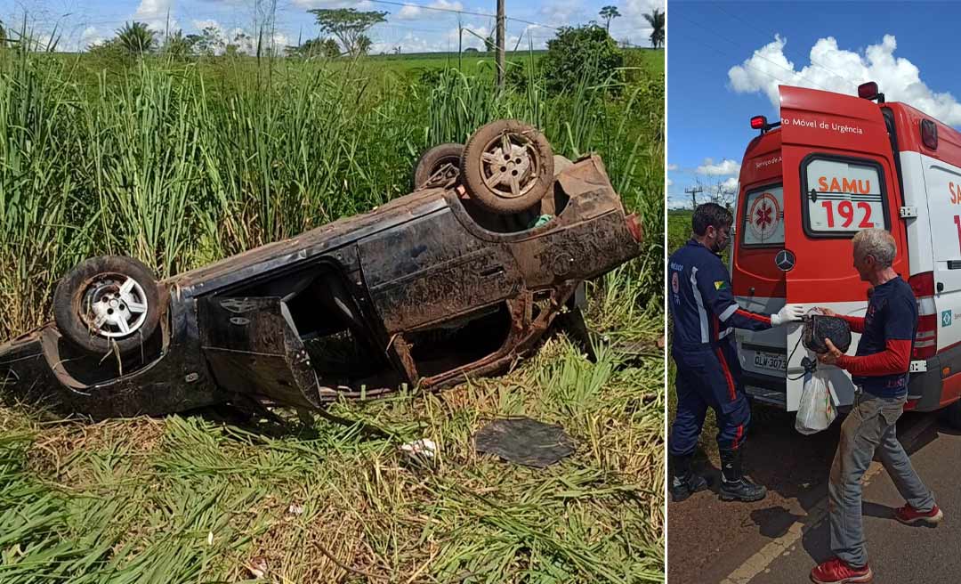Quatro pessoas ficam feridas após capotamento de veículo na BR-364 em Rio Branco