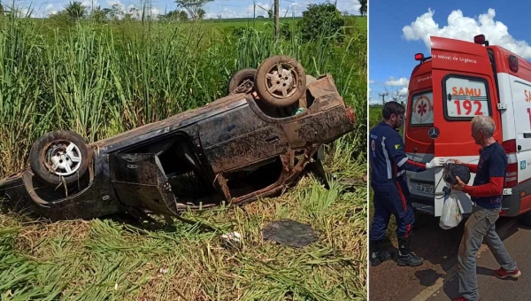 Quatro pessoas ficam feridas após capotamento de veículo na BR-364 em Rio Branco
