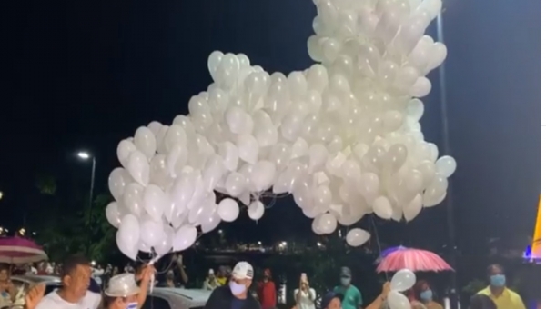 Céu de Rio Branco ganha homenagem às vítimas da Covid-19 na chegada de 2021