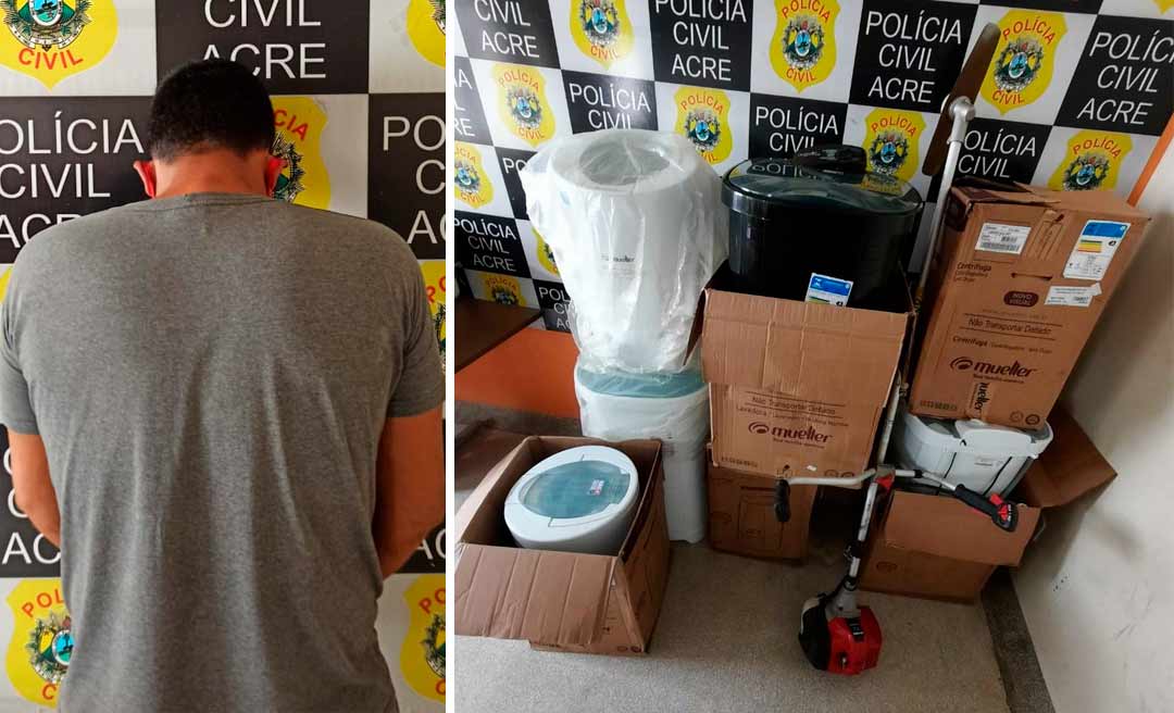 Polícia recupera objetos roubados de lojas e prende homem acusado por crime de receptação