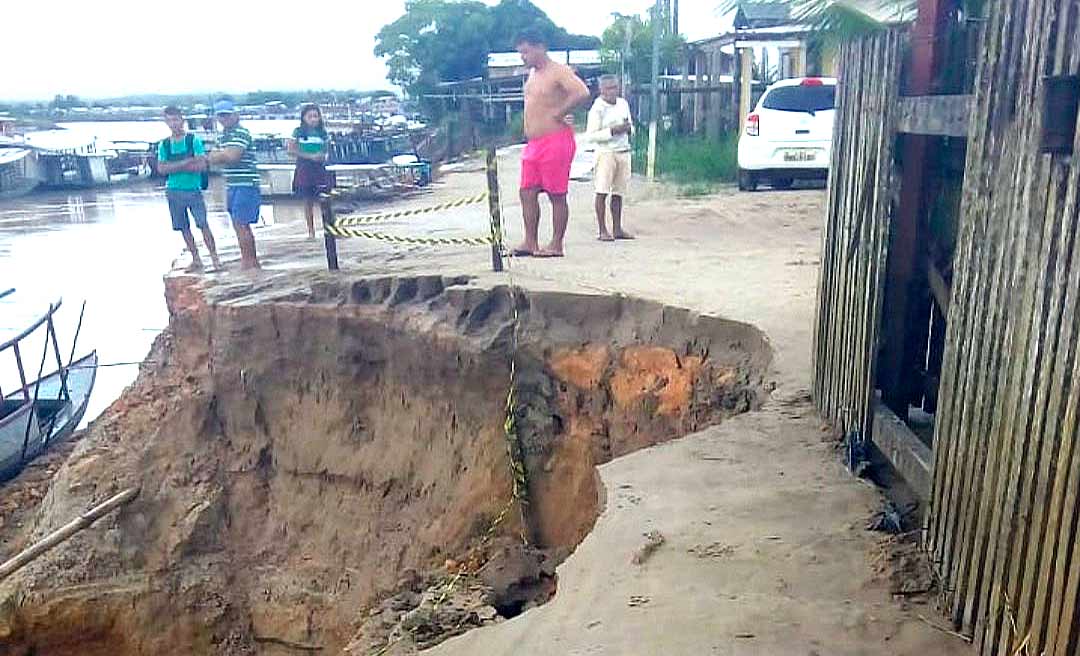 Após a vazante, casas em Tarauacá podem desabar e Defesa Civil faz alerta