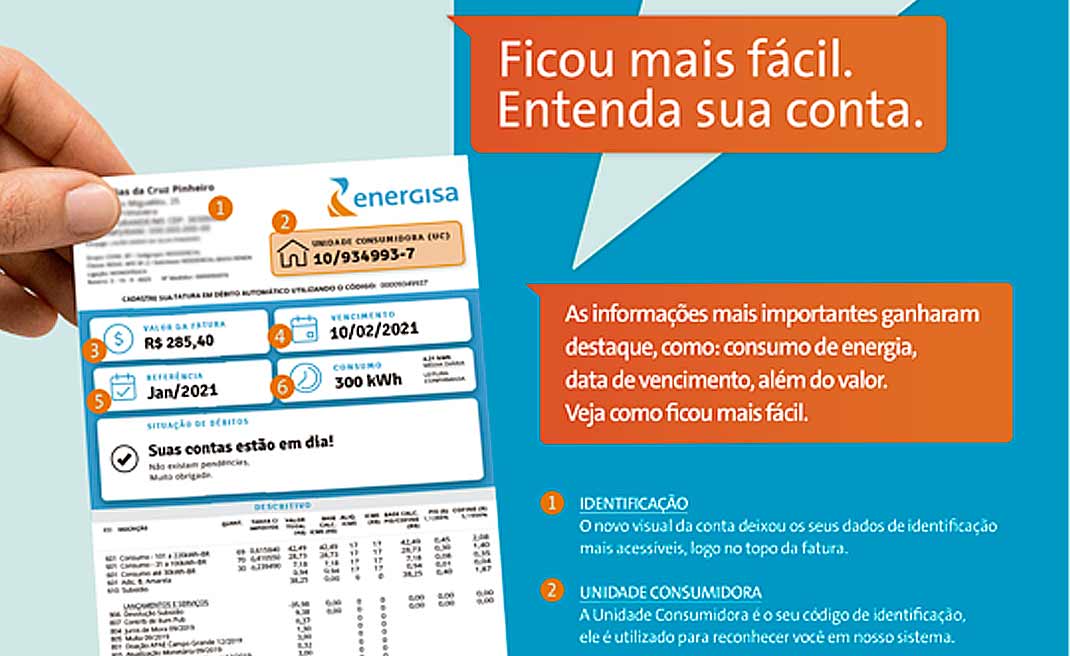 Conta de energia elétrica no Acre terá um novo visual a partir de março, informa Energisa