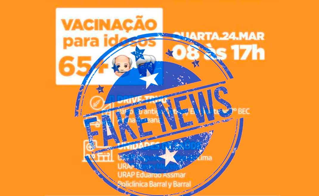 Informação que idosos de 65 anos serão vacinados na próxima semana é falsa