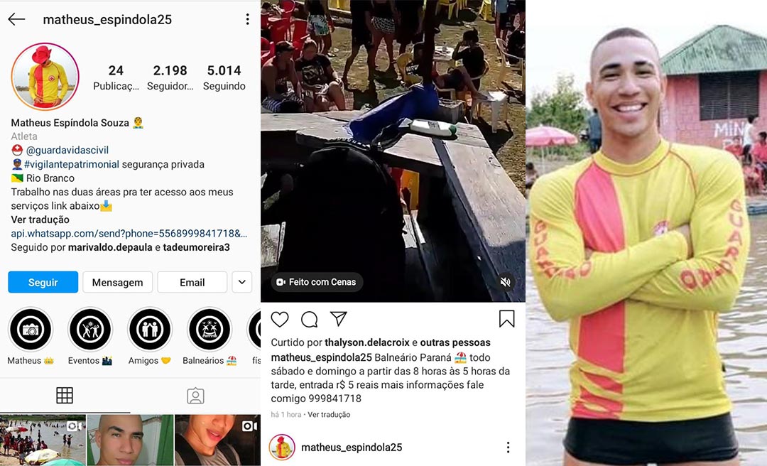Em plena pandemia, guarda-vidas civil usa Instagram para convidar pessoas para balneário em Rio Branco