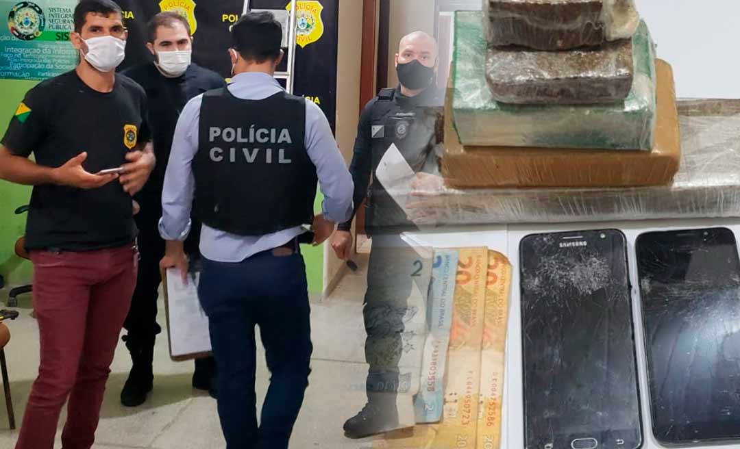 Forças de segurança apreendem droga e prende dois em flagrante por tráfico de droga
