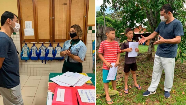 Pandemia: Roberto Duarte acompanha professor de estudantes da zona rural para entregar material escolar