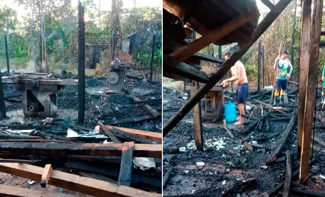 Madeireira pega fogo em Cruzeiro do Sul; polícia investiga se foi criminoso