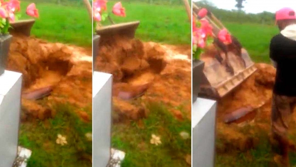 Idoso é enterrado com lama em cemitério de Capixaba