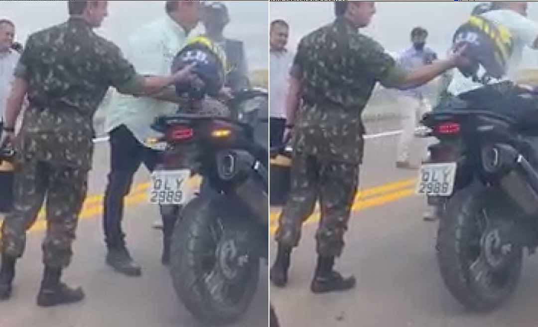 Bolsonaro recusou capacete, mostra vídeo; moto foi cedida por Oswaldo Dias, da Honda do Acre