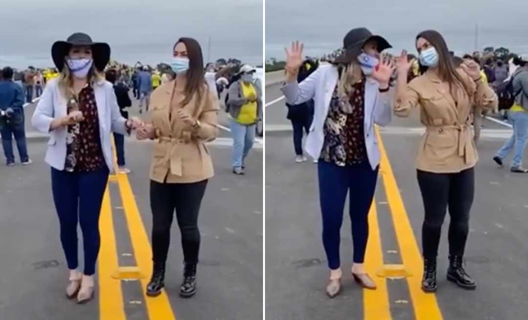 Com pagode de Arlindo Cruz, primeira-dama do Acre comemora inauguração da ponte do Madeira