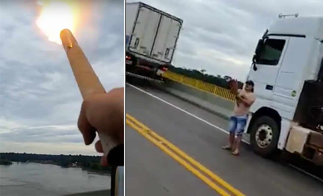 Caminhoneiros comemoram ponte do Rio Madeira, soltam fogos e disparam: “foi papai Bolsonaro que mandou fazer”