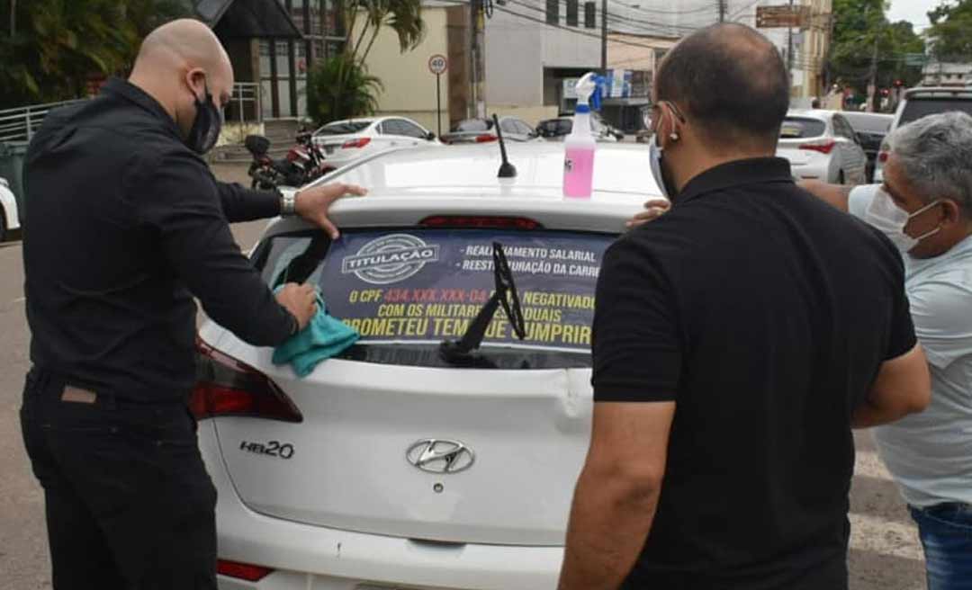 Militares promovem adesivaço para reivindicar do governo cumprimento da promessa de campanha