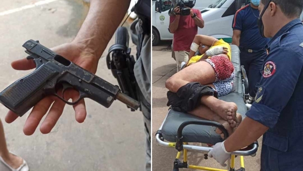 Jovem leva dois tiros ao tentar assaltar policial que entregava intimação