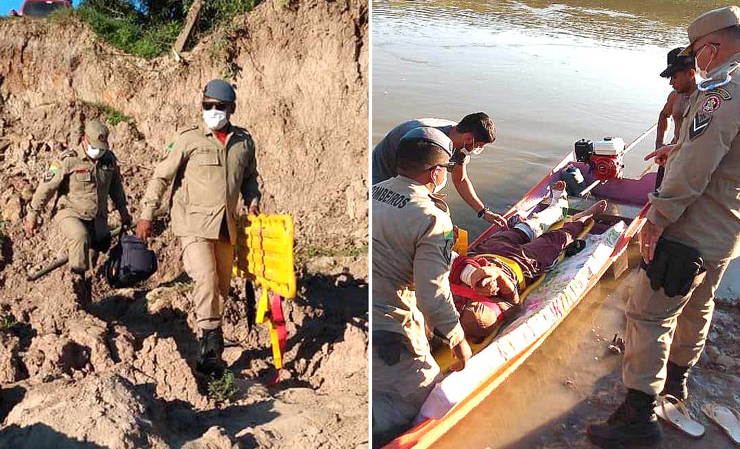 Corpo de Bombeiros resgata homem que sofreu acidente com árvores em Feijó