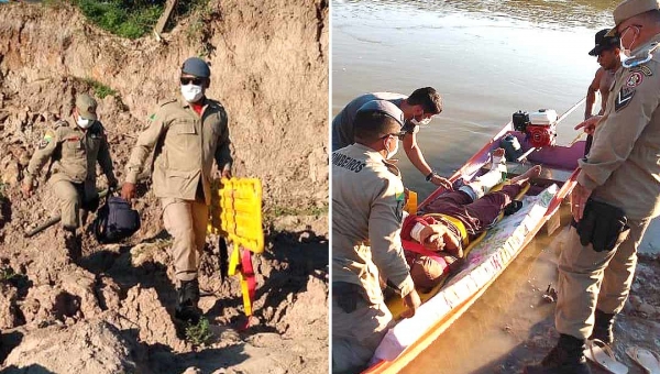 Corpo de Bombeiros resgata homem que sofreu acidente com árvores em Feijó