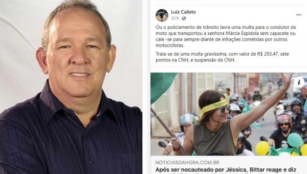 Ex-deputado sugere que condutor que carregou Marcia Bittar, sem capacete, seja multado