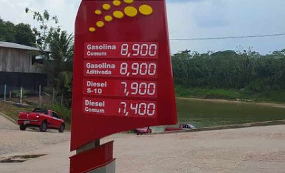 Preço do litro da gasolina em Marechal Thaumaturgo se aproxima dos R$ 9,00 e deputado diz: “chega”