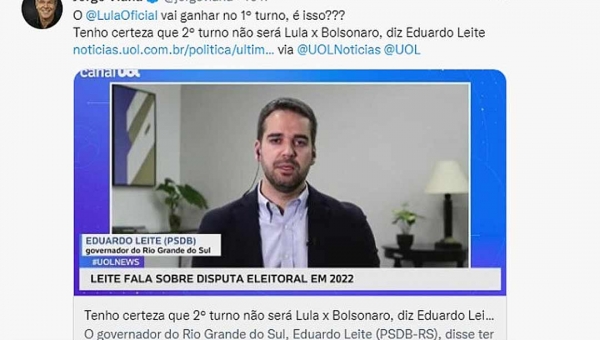 Jorge Viana ironiza fala de governador do Rio Grande do Sul sobre 2º Turno entre Lula e Bolsonaro