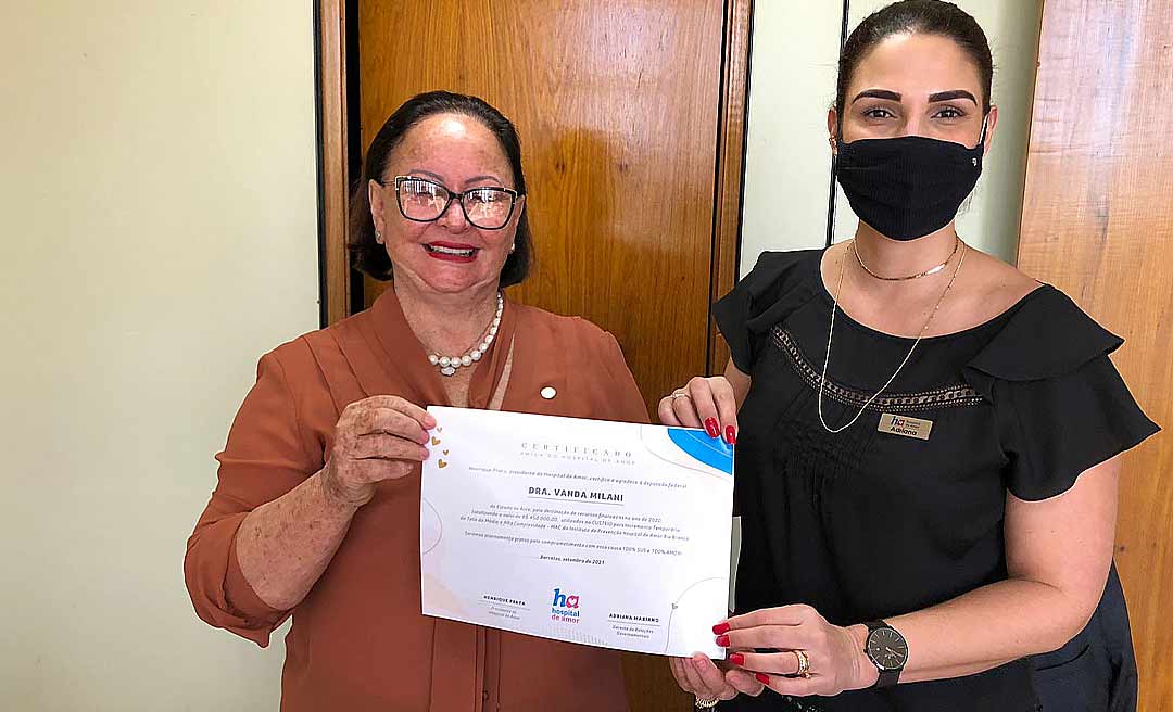 Hospital do Amor agradece Vanda Milani por recursos alocados à instituição