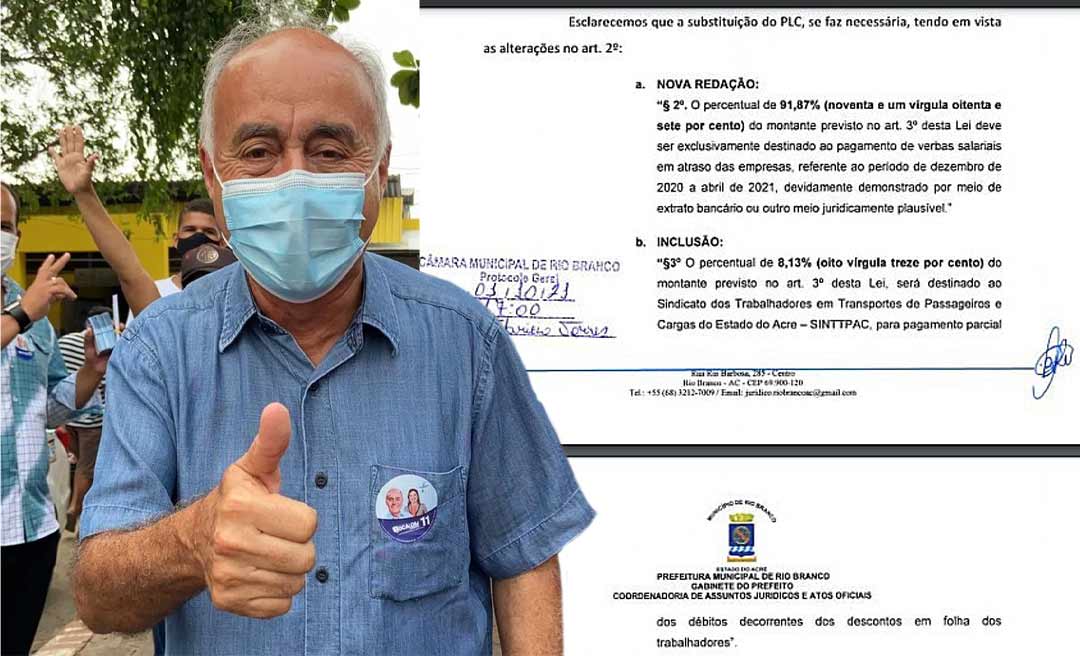 Bocalom altera projeto do transporte para injetar quase R$ 200 mil em sindicato