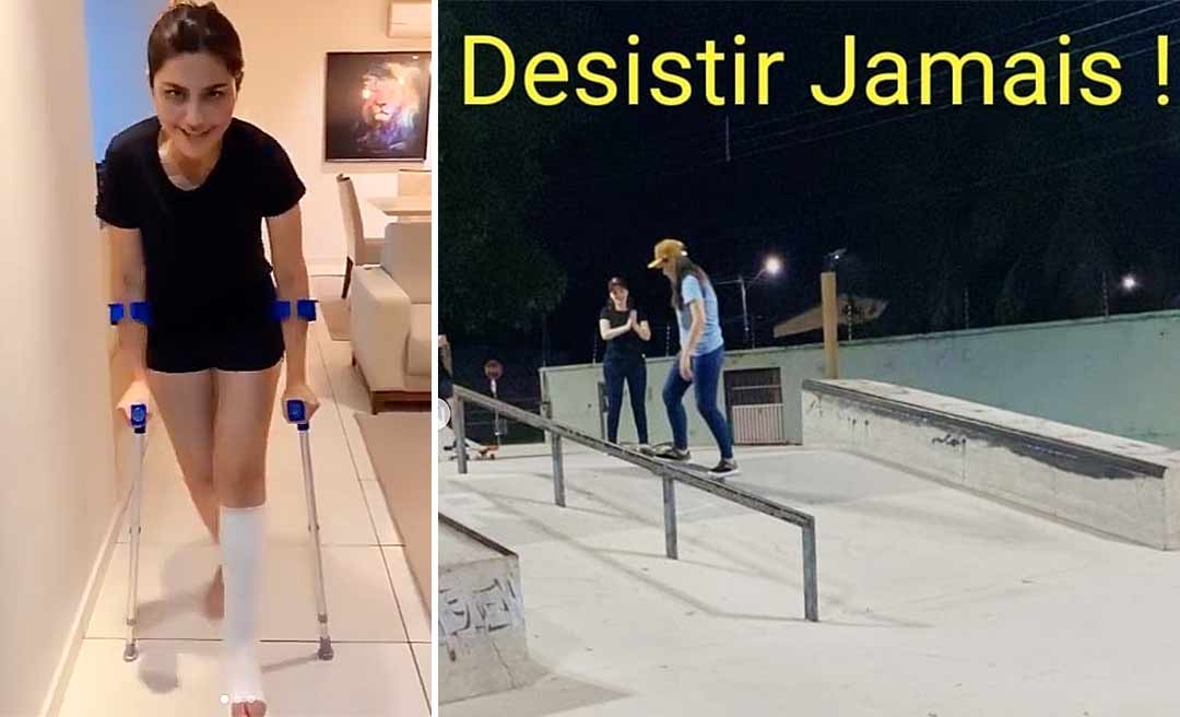 Deputada Jéssica Sales leva tombo andando de skate e vai passar por cirurgia no tornozelo