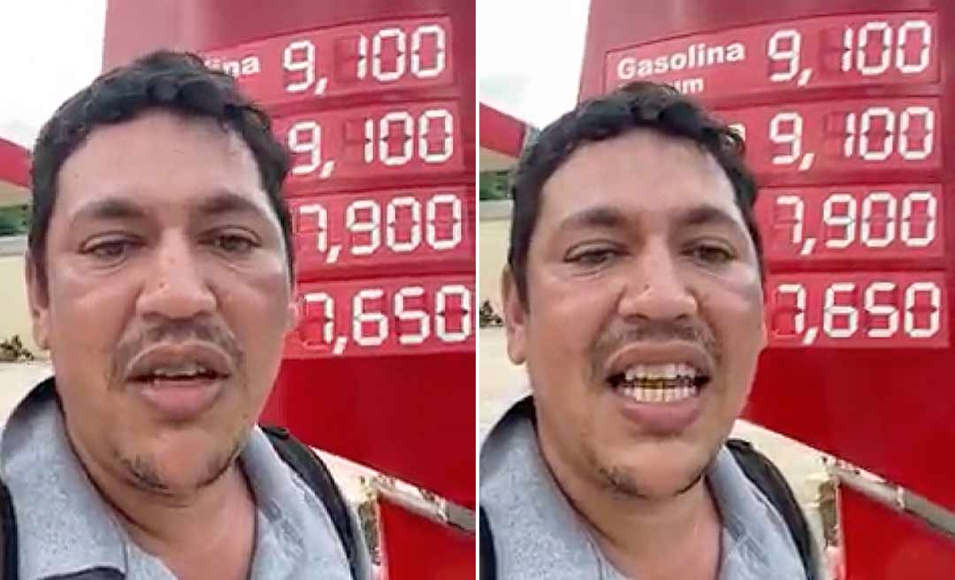 Litro da gasolina em Marechal Thaumaturgo custa R$ 9, 10, mostra Cesário do PT, que diz: "Culpa do Bolsonaro"