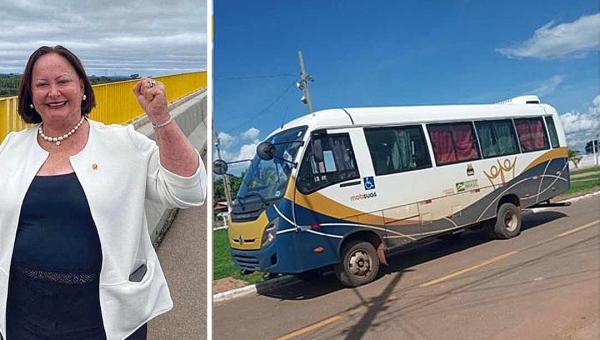 Vanda Milani entrega micro-ônibus para a 3° idade de Epitaciolândia