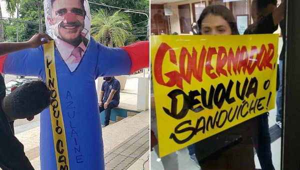 Com cartazes e boneco, Cadastros de Reserva da PC manifestam na Aleac