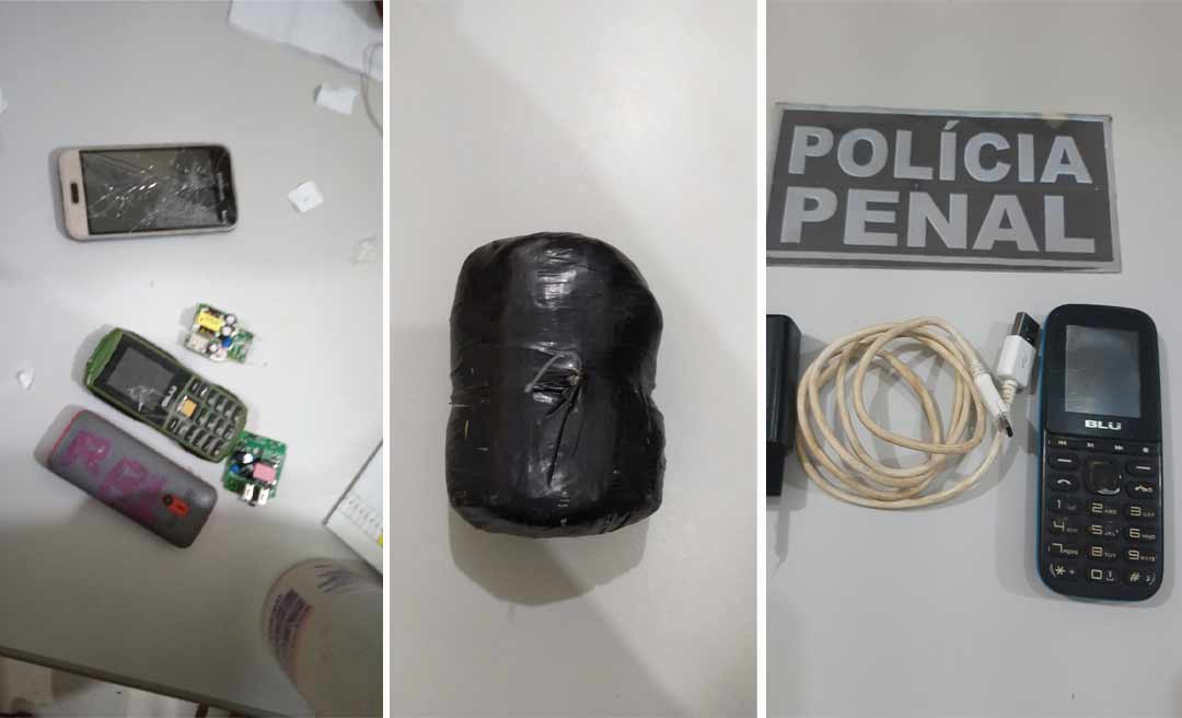 Policiais penais apreendem 16 celulares arremessados sobre muro de presídio de Sena Madureira