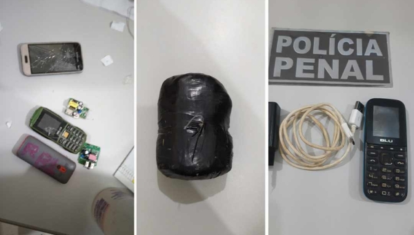 Policiais penais apreendem 16 celulares arremessados sobre muro de presídio de Sena Madureira