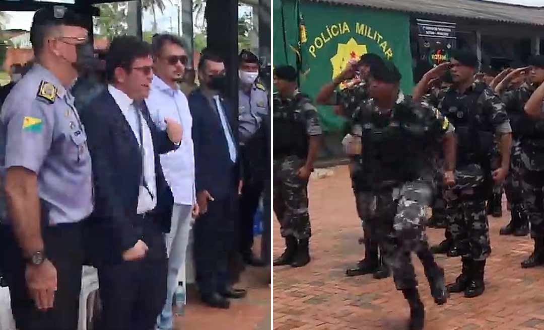 Gladson Cameli quebra o protocolo e tira gargalhadas de militares durante formatura da PM