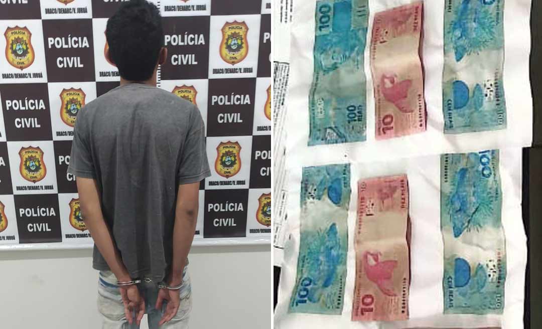 Polícia prende homem em flagrante tentando passar notas falsas em distribuidora