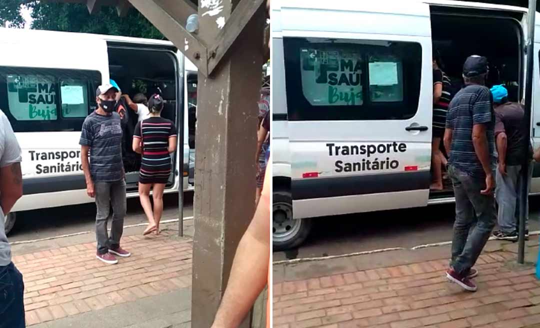 Van de transporte de pacientes da prefeitura do Bujari é flagrada fazendo "lotação" em Rio Branco