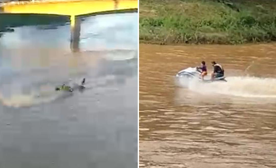 Um dia após batida de jet skis, criança é flagrada conduzindo moto aquática no rio Acre