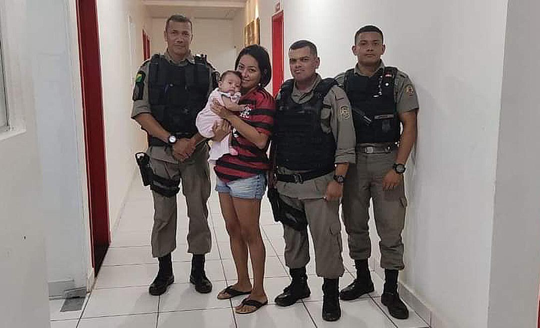 Policiais militares do Acre salvam bebê de três meses engasgado com leite materno