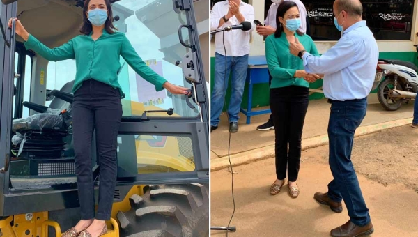 Junto com Bocalom, Mailza participa da entrega de usina de asfalto em Rio Branco