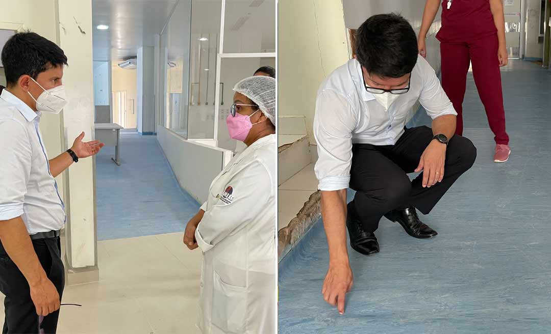 Jenilson Leite visita obra de UTIs do Pronto Socorro e verifica problemas em obra que ainda nem foi inaugurada