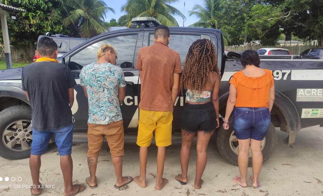 Polícia Civil prende quatro pessoas e apreende menor envolvidos em crimes de roubo e trafico de drogas em Mâncio Lima