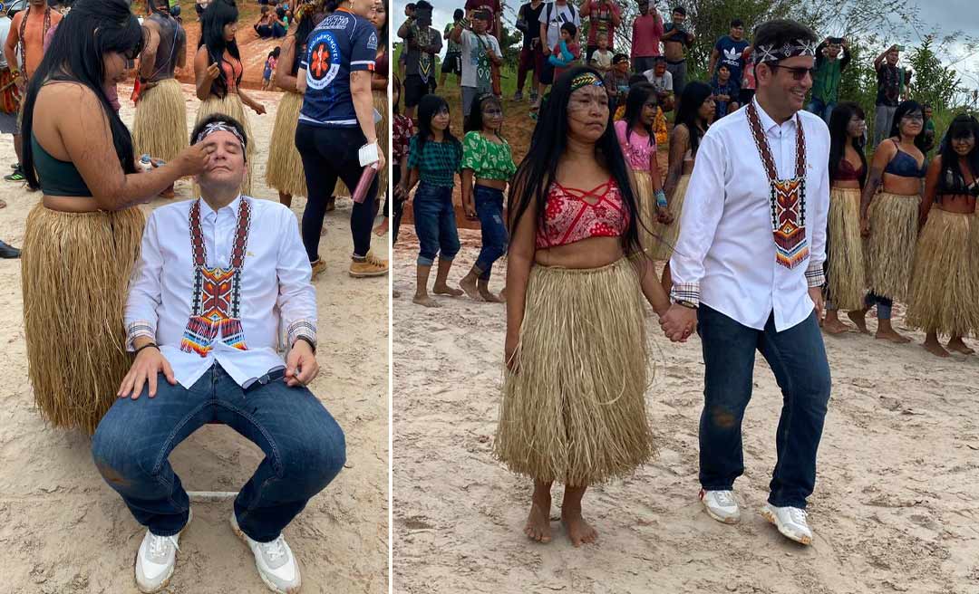Na véspera do Dia do Índio, Gladson é recebido em aldeia indígena em Cruzeiro do Sul e participa de celebração