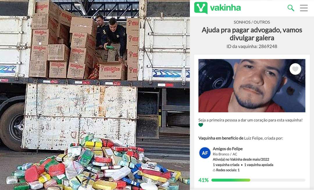 Amigos de jovem preso transportando meia tonelada de cocaína em caixas de biscoitos Miragina iniciam vaquinha para bancar advogado